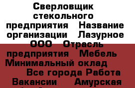 Сверловщик  стекольного  предприятия › Название организации ­ Лазурное, ООО › Отрасль предприятия ­ Мебель › Минимальный оклад ­ 27 000 - Все города Работа » Вакансии   . Амурская обл.,Архаринский р-н